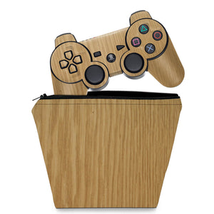 KIT Capa Case e Skin Anti-Rage PS3 Controle - Madeira #2 - Pop Arte Skins