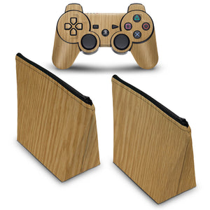 KIT Capa Case e Skin Anti-Rage PS3 Controle - Madeira #2 - Pop Arte Skins - foto 2