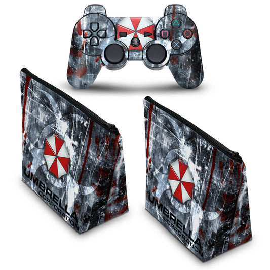 KIT Capa Case e Skin Anti-Rage PS3 Controle - Resident Evil