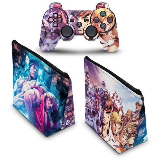 KIT Capa Case e Skin Anti-Rage PS3 Controle - Street Fighter