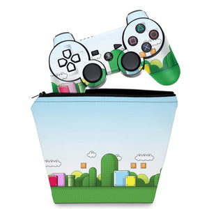 KIT Capa Case e Skin Anti-Rage PS3 Controle - Super Mario Bros - Pop Arte Skins