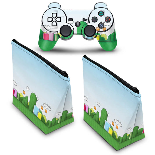 KIT Capa Case e Skin Anti-Rage PS3 Controle - Super Mario Bros