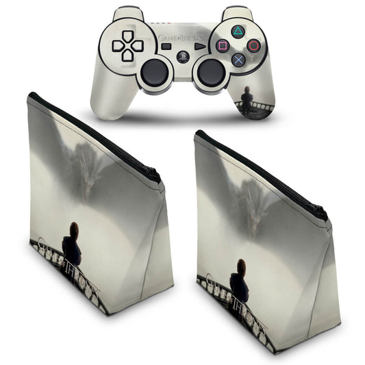 KIT Capa Case e Skin Anti-Rage PS3 Controle - Game Of Thrones #b