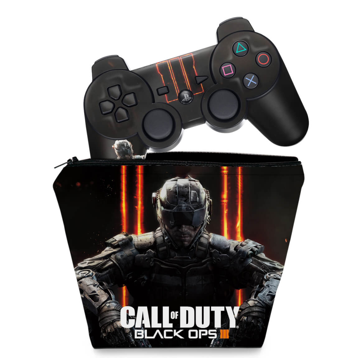 KIT Capa Case e Skin Anti-Rage PS3 Controle - Call Of Duty Iii