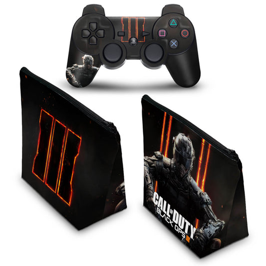 KIT Capa Case e Skin Anti-Rage PS3 Controle - Call Of Duty Iii