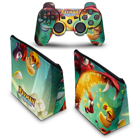 KIT Capa Case e Skin Anti-Rage PS3 Controle - Rayman Legends