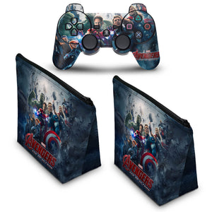 KIT Capa Case e Skin Anti-Rage PS3 Controle - Vingadores 2 - Pop Arte Skins - foto 2
