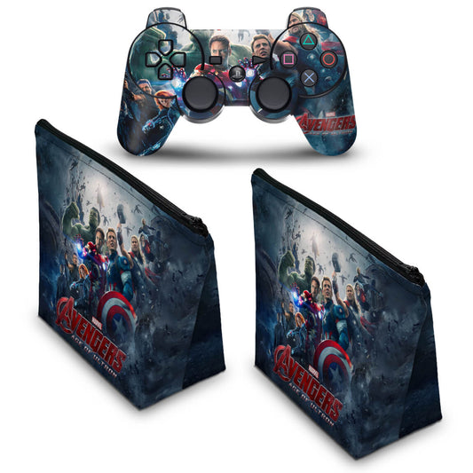 KIT Capa Case e Skin Anti-Rage PS3 Controle - Vingadores 2