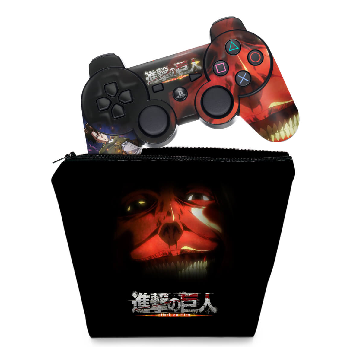 KIT Capa Case e Skin Anti-Rage PS3 Controle - Attack On Titan #b