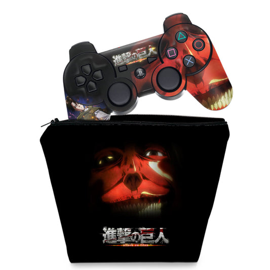 KIT Capa Case e Skin Anti-Rage PS3 Controle - Attack On Titan #b