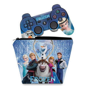 KIT Capa Case e Skin Anti-Rage PS3 Controle - Frozen - Pop Arte Skins