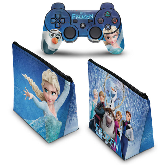 KIT Capa Case e Skin Anti-Rage PS3 Controle - Frozen
