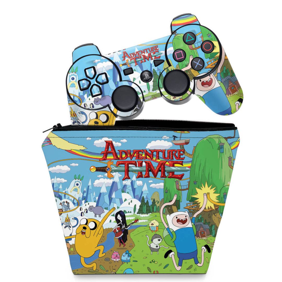 KIT Capa Case e Skin Anti-Rage PS3 Controle - Hora De Aventura - Pop Arte Skins