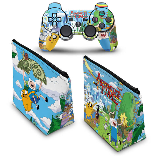 KIT Capa Case e Skin Anti-Rage PS3 Controle - Hora De Aventura