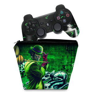 KIT Capa Case e Skin Anti-Rage PS3 Controle - Charada Batman - Pop Arte Skins