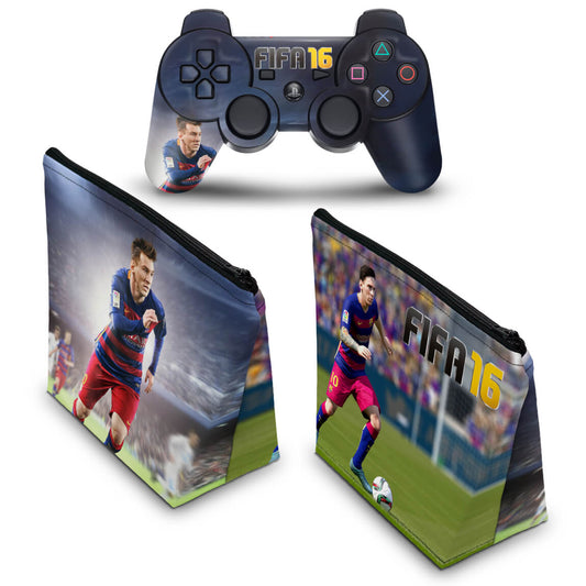 KIT Capa Case e Skin Anti-Rage PS3 Controle - Fifa 16