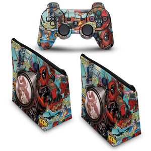 KIT Capa Case e Skin Anti-Rage PS3 Controle - Deadpool - Pop Arte Skins - foto 2
