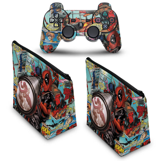 KIT Capa Case e Skin Anti-Rage PS3 Controle - Deadpool