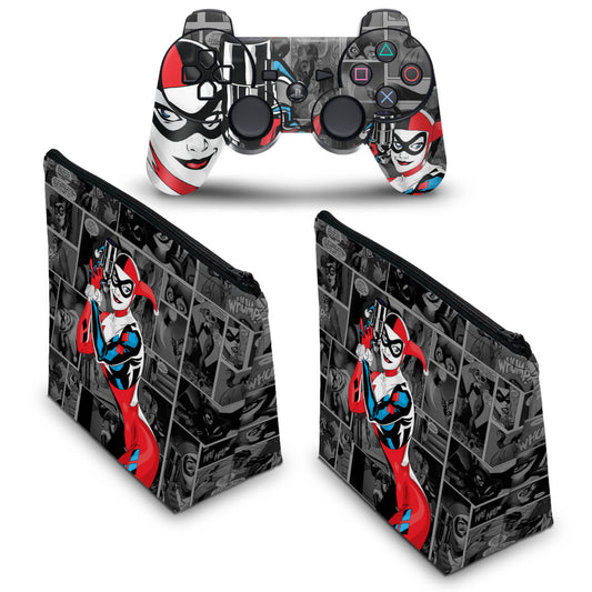 KIT Capa Case e Skin Anti-Rage PS3 Controle - Arlequina Harley Quinn