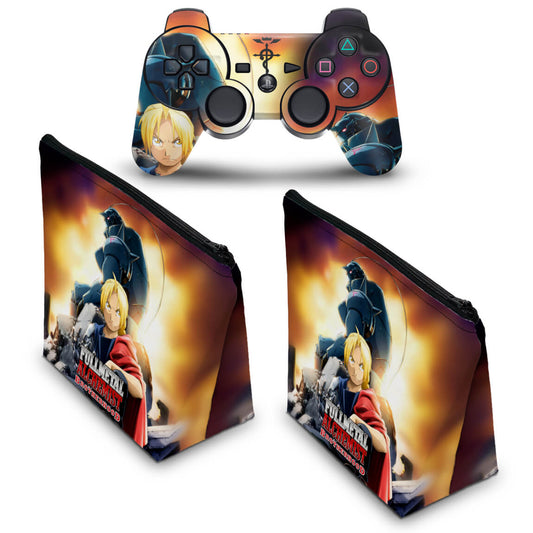 KIT Capa Case e Skin Anti-Rage PS3 Controle - Fullmetal Alchemist