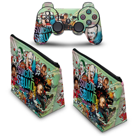 KIT Capa Case e Skin Anti-Rage PS3 Controle - Esquadrão Suicida