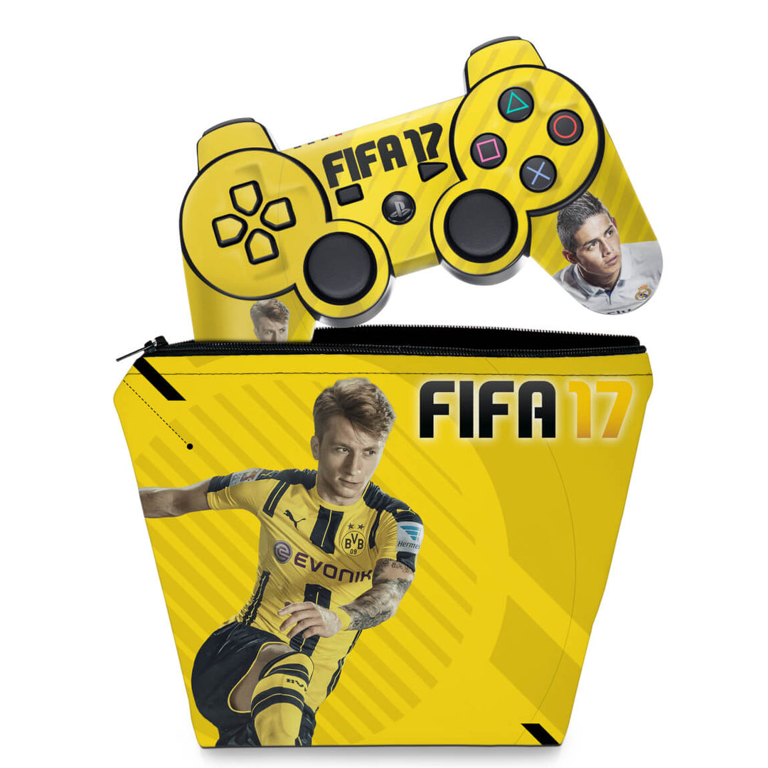 KIT Capa Case e Skin Anti-Rage PS3 Controle - Fifa 17 - Pop Arte Skins