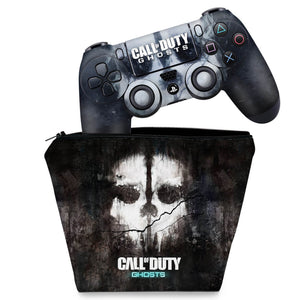 KIT Capa Case e Skin Anti-Rage PS4 Controle - Call Of Duty Ghosts - Pop Arte Skins