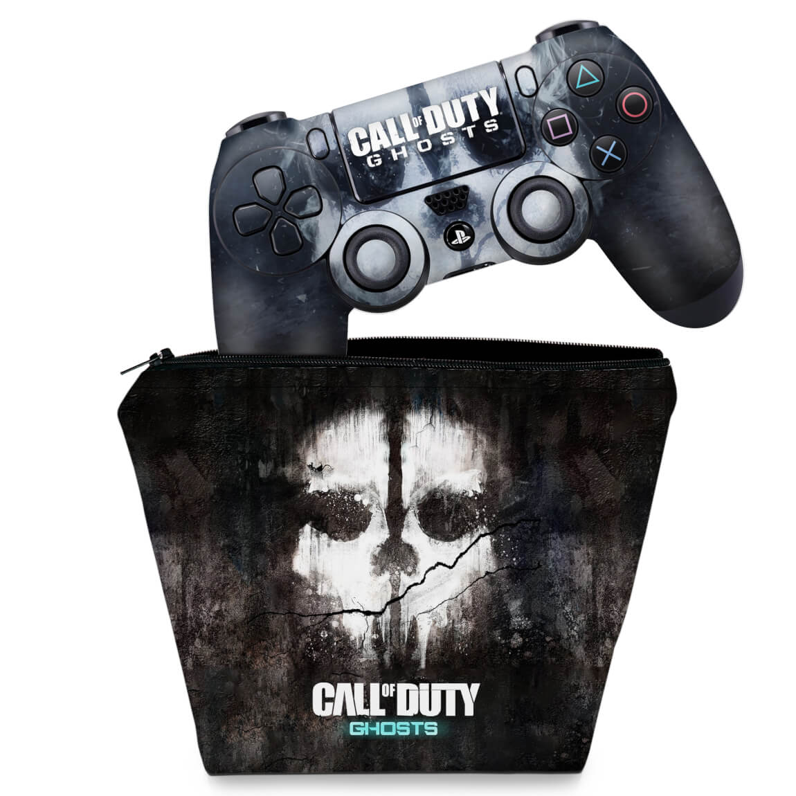 KIT Capa Case e Skin Anti-Rage PS4 Controle - Call Of Duty Ghosts