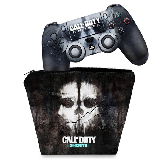 KIT Capa Case e Skin Anti-Rage PS4 Controle - Call Of Duty Ghosts