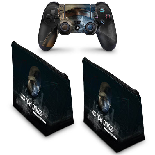 KIT Capa Case e Skin Anti-Rage PS4 Controle - Watch Dogs