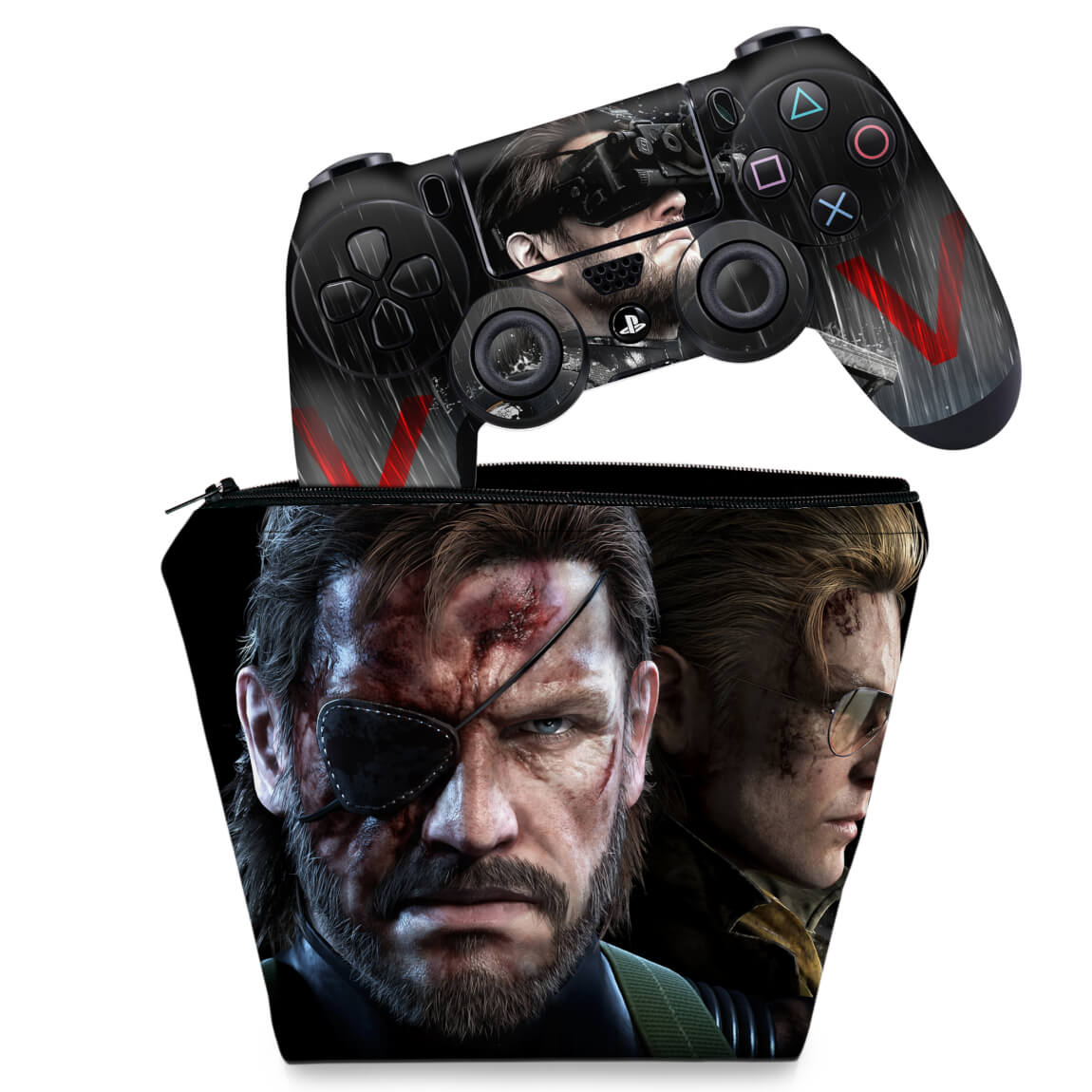 KIT Capa Case e Skin Anti-Rage PS4 Controle - Metal Gear Solid V