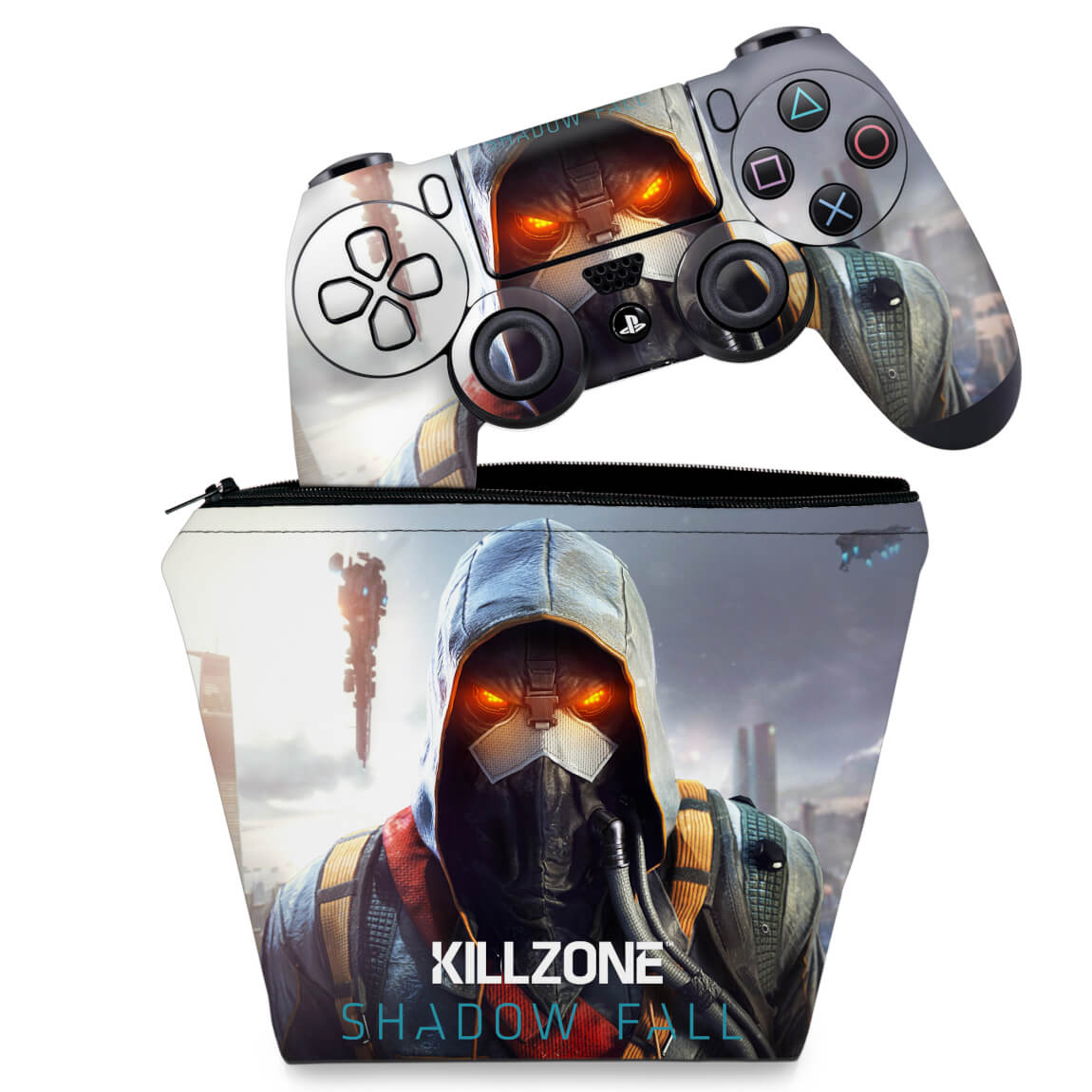 KIT Capa Case e Skin Anti-Rage PS4 Controle - Killzone Shadow Fall
