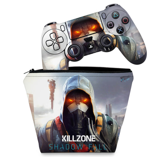 KIT Capa Case e Skin Anti-Rage PS4 Controle - Killzone Shadow Fall