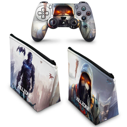 KIT Capa Case e Skin Anti-Rage PS4 Controle - Killzone Shadow Fall