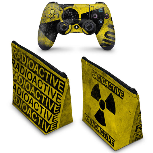 KIT Capa Case e Skin Anti-Rage PS4 Controle - Radioativo