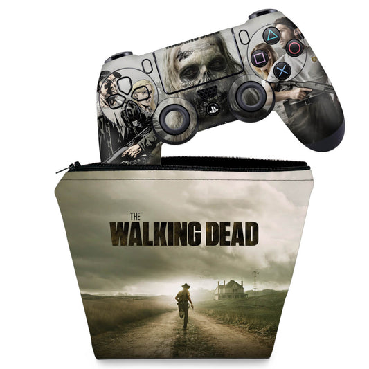 KIT Capa Case e Skin Anti-Rage PS4 Controle - The Walking Dead