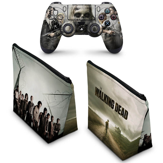 KIT Capa Case e Skin Anti-Rage PS4 Controle - The Walking Dead