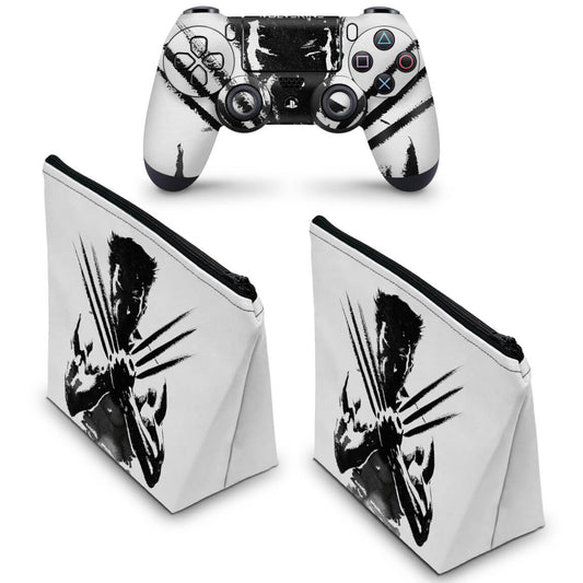 KIT Capa Case e Skin Anti-Rage PS4 Controle - Wolverine - X Men