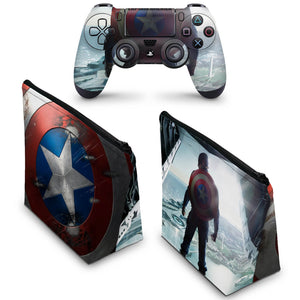 KIT Capa Case e Skin Anti-Rage PS4 Controle - Capitao America - Pop Arte Skins - foto 2