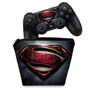 KIT Capa Case e Skin Anti-Rage PS4 Controle - Superman - Super Homem - Pop Arte Skins