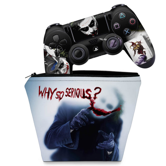 KIT Capa Case e Skin Anti-Rage PS4 Controle - Coringa Joker #A
