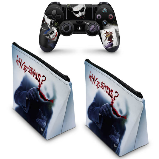KIT Capa Case e Skin Anti-Rage PS4 Controle - Coringa Joker #A
