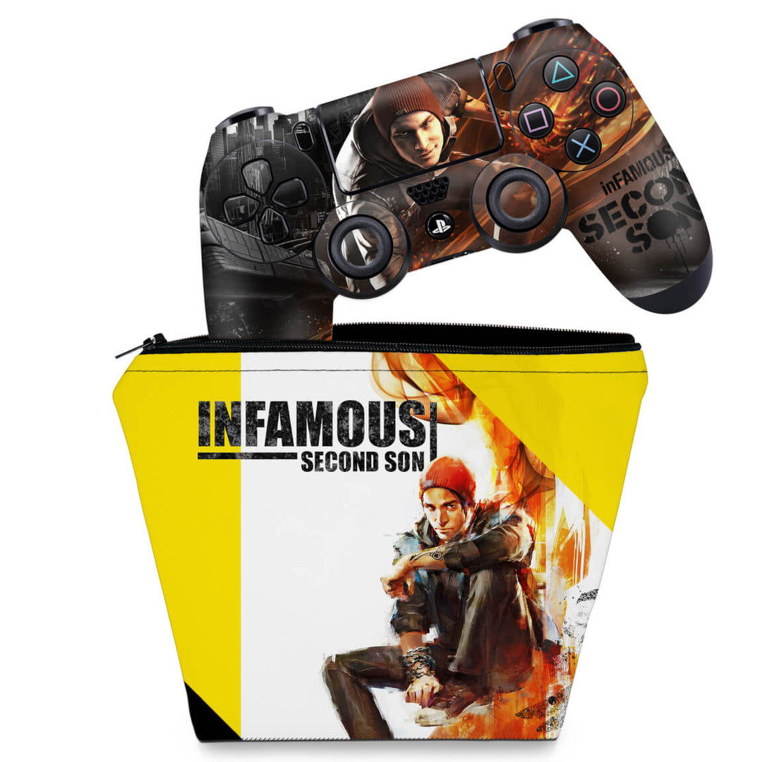 KIT Capa Case e Skin Anti-Rage PS4 Controle - Infamous - Pop Arte Skins