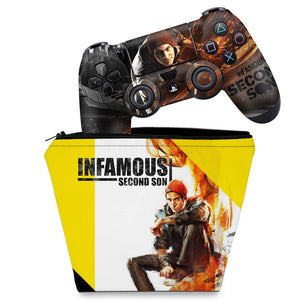 KIT Capa Case e Skin Anti-Rage PS4 Controle - Infamous - Pop Arte Skins