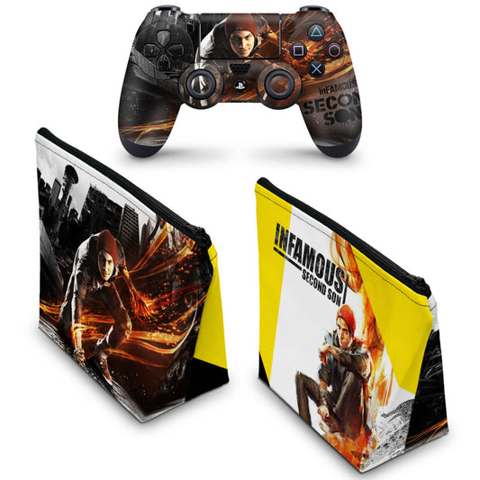 KIT Capa Case e Skin Anti-Rage PS4 Controle - Infamous