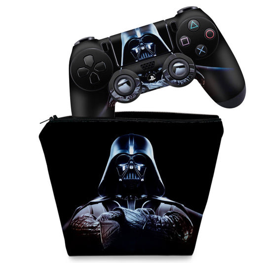KIT Capa Case e Skin Anti-Rage PS4 Controle - Star Wars - Darth Vader