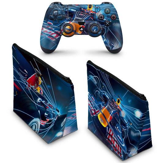 KIT Capa Case e Skin Anti-Rage PS4 Controle - Formula 1
