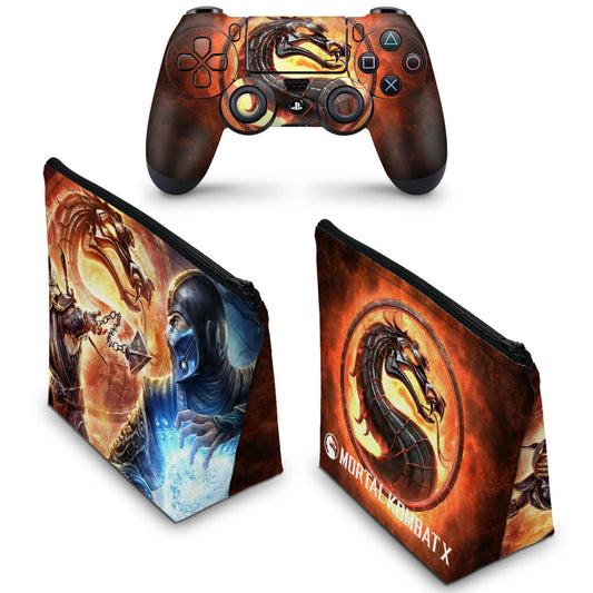 KIT Capa Case e Skin Anti-Rage PS4 Controle - Mortal Kombat