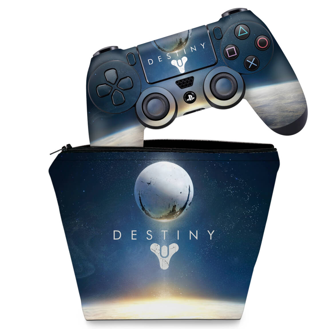 KIT Capa Case e Skin Anti-Rage PS4 Controle - Destiny