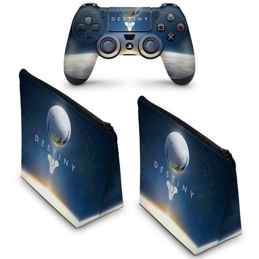 KIT Capa Case e Skin Anti-Rage PS4 Controle - Destiny